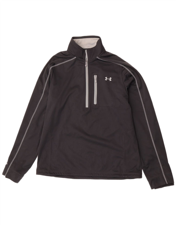 Under Armour Hombre Zip Neck Jersey Chándal Top Grande Poliéster Negro