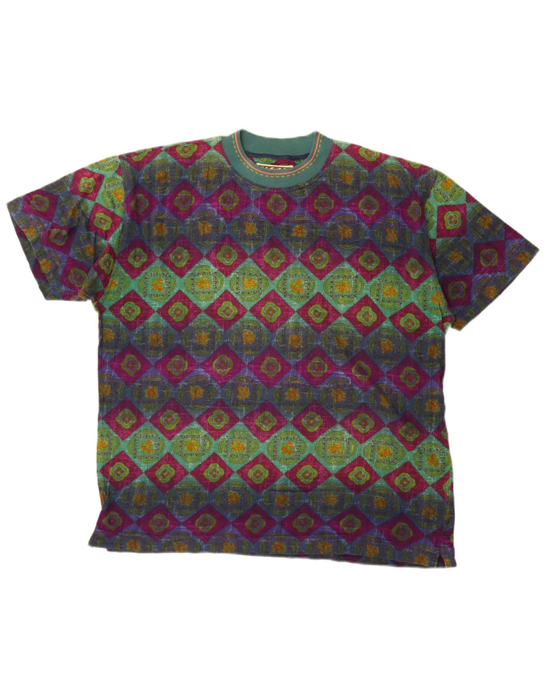 Camiseta gráfica vintage para hombre Top grande multicolor geométrico