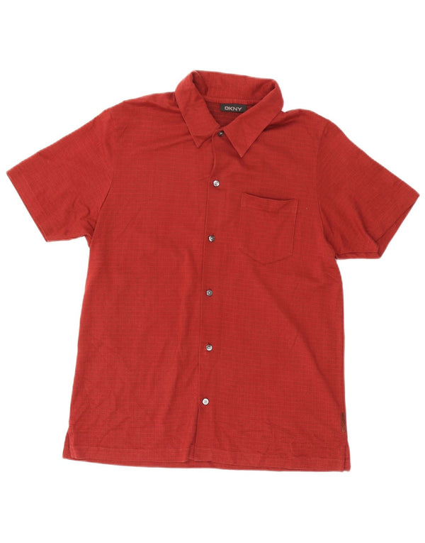 Camisa Dkny Hombre Manga Corta Algodón Geométrico Rojo Medio