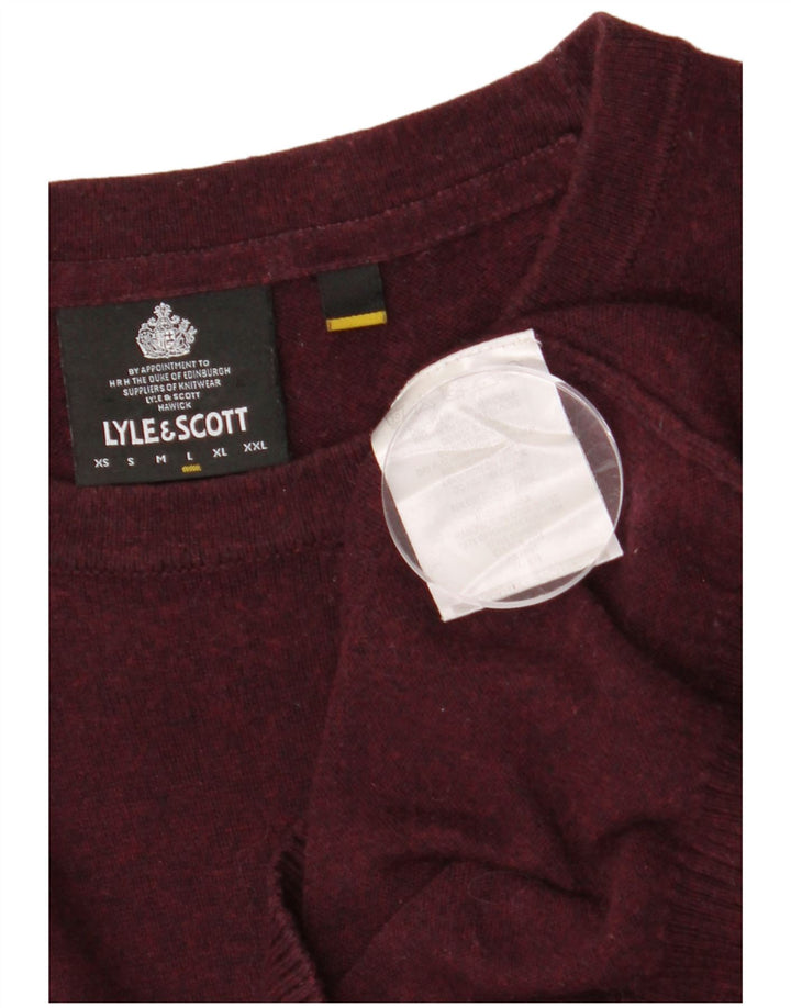 LYLE & SCOTT Jersey con cuello redondo para hombre, talla grande, algodón granate