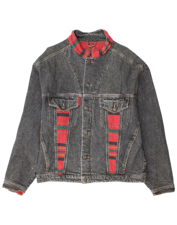 Vintage hombres chaqueta de mezclilla Reino Unido 38 azul medio colorblock