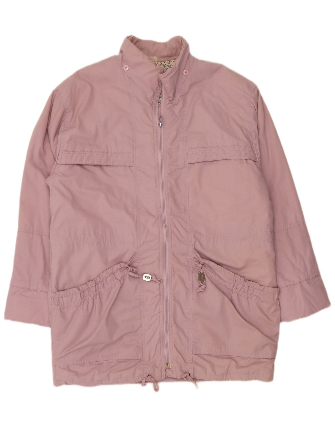 Vintage mujer abrigo cortavientos de gran tamaño IT 36/38 XS poliéster rosa