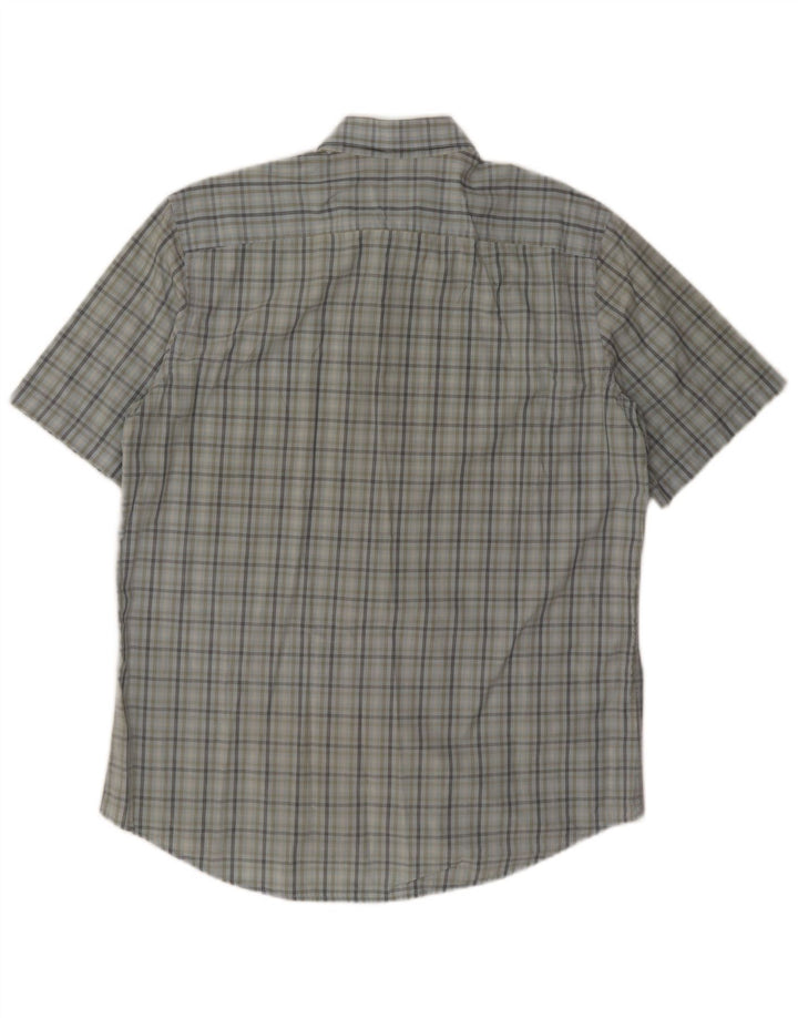 Camisa Lacoste Hombre Manga Corta Talla 43 Algodón Cuadros Azul Grande