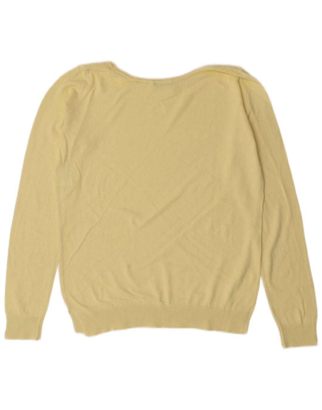 Benetton Jersey Con Cuello Barco Para Mujer UK 42 Algodón Amarillo Medio Clásico