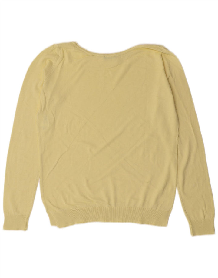 Benetton Jersey Con Cuello Barco Para Mujer UK 42 Algodón Amarillo Medio Clásico