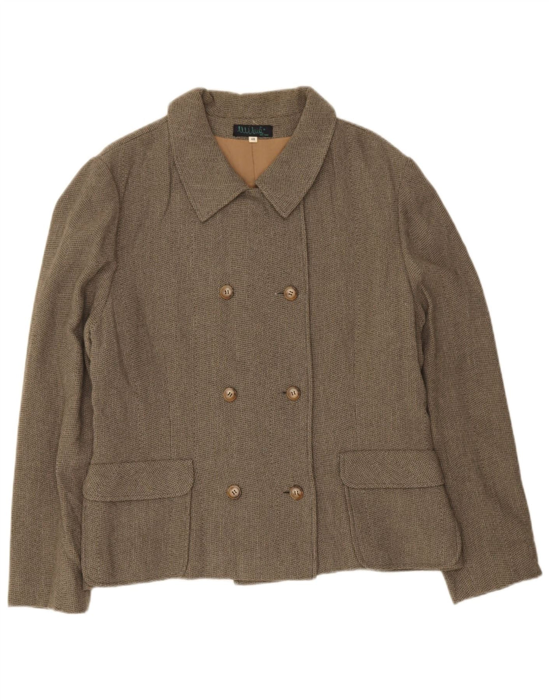 Vintage mujer chaqueta blazer de doble pecho IT 48 XL lana gris