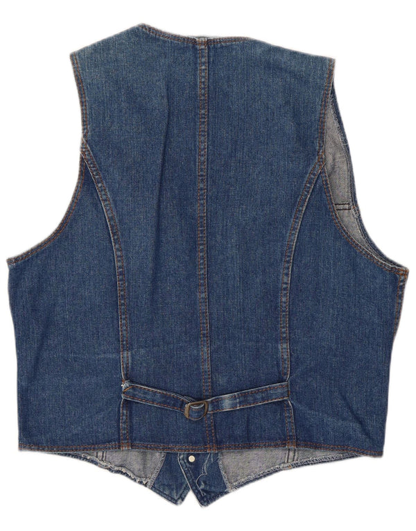 Chaleco vaquero vintage para hombre azul medio
