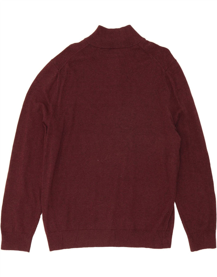 NAUTICA Mens Zip Neck Jumper Sweater Large Maroon Cotton Vintage Nautica and Second-Hand Nautica from Messina Hembry 