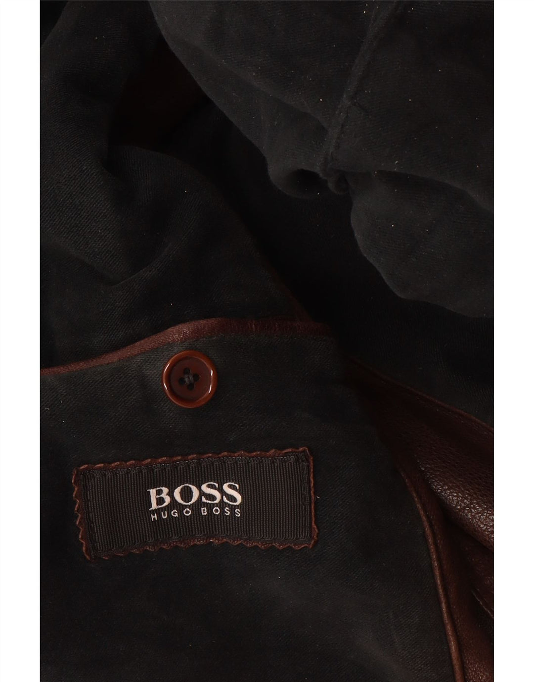 Hugo Boss Chaqueta de cuero para hombre Reino Unido 40 Cuero marrón grande