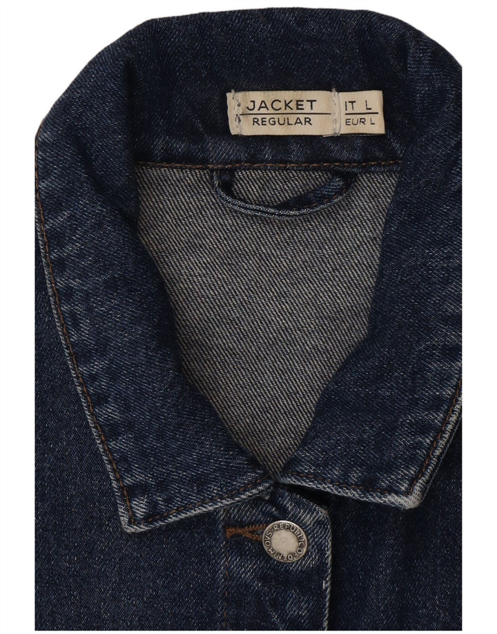 VINTAGE Mujer Regular Fit Crop Denim Chaqueta Reino Unido 16 Azul Grande