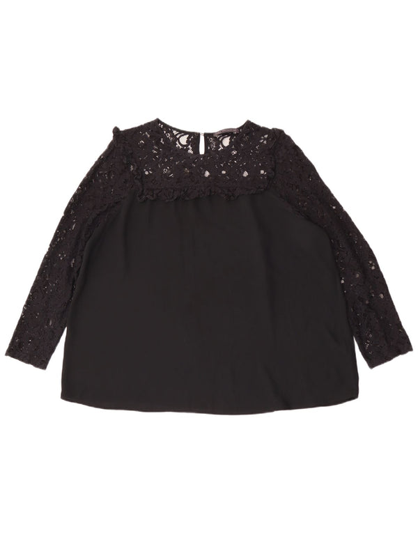 Marks & Spencer Blusa extragrande de manga larga para mujer UK 46 Grande Negro