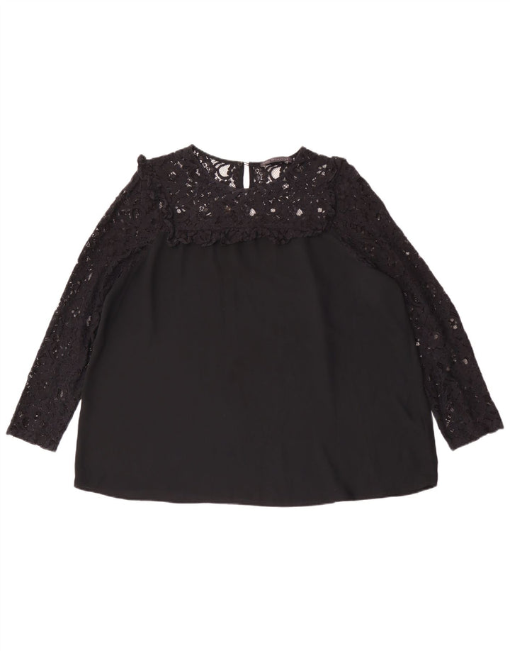 Marks & Spencer Blusa extragrande de manga larga para mujer UK 46 Grande Negro
