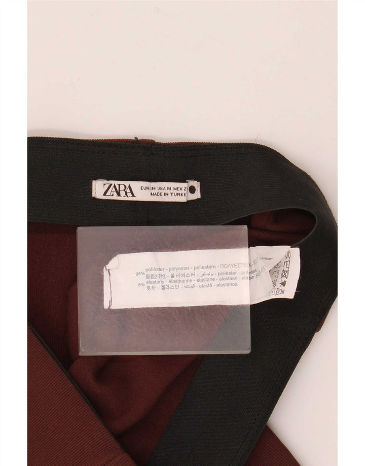 Zara Mujer Pantalón Casual Acampanado Mediano W28 L32 Marrón Poliéster