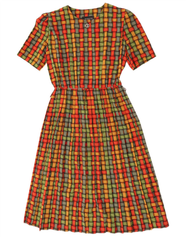 Shubette Vestido acampanado para mujer UK 44 Verde medio Geométrico