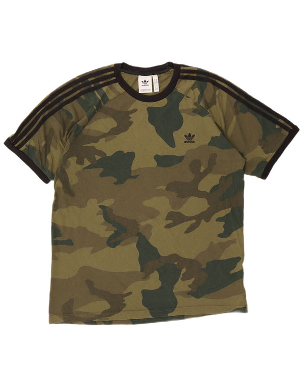 Adidas Camiseta Hombre Top XL Caqui Camuflaje Algodón