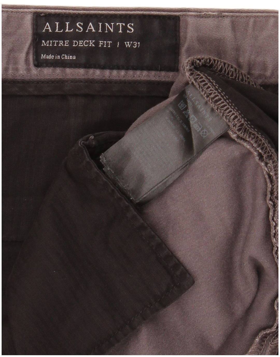 Pantalones cortos chinos All Saints para hombre W31 Algodón gris medio