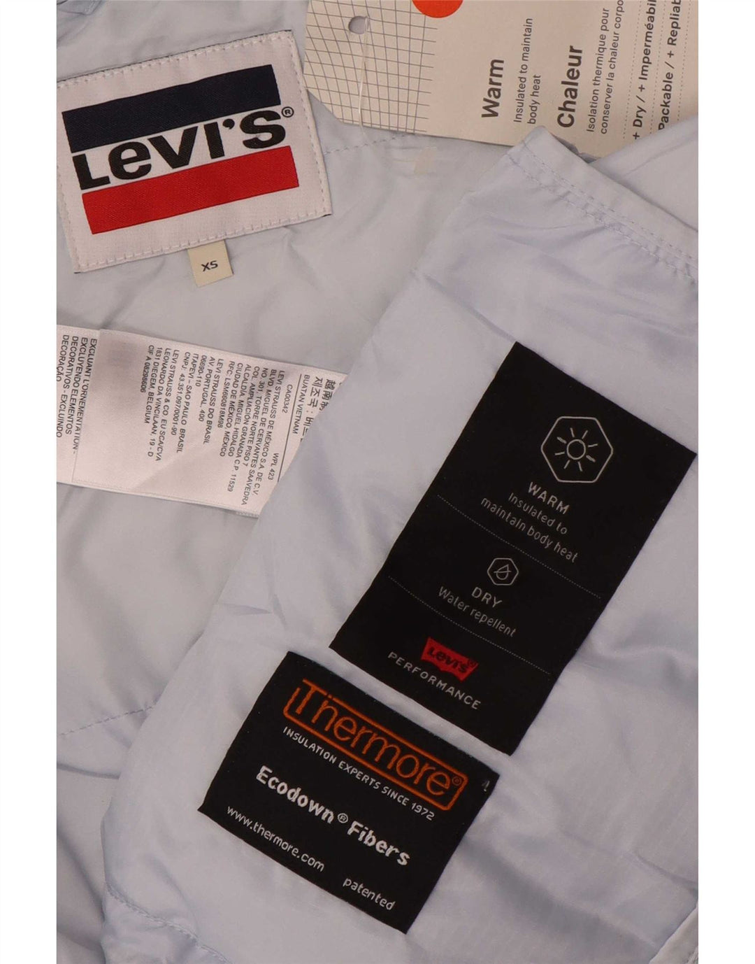Levi's Chaqueta acolchada extragrande con capucha para mujer UK 6 XS Poliéster azul