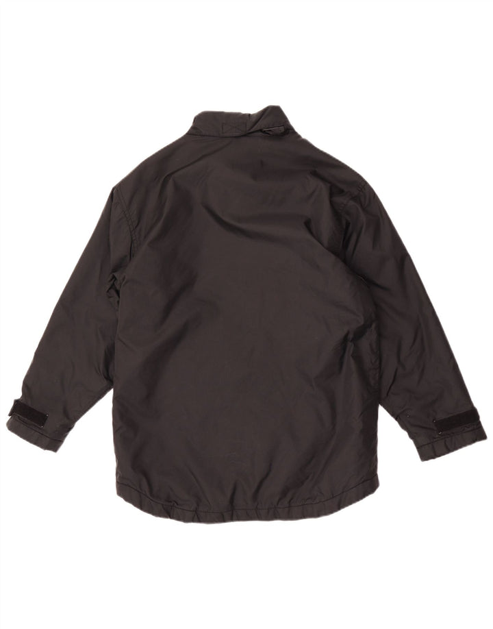 Reebok Chaqueta impermeable con capucha para niños de 13 a 14 años, talla grande, nailon negro