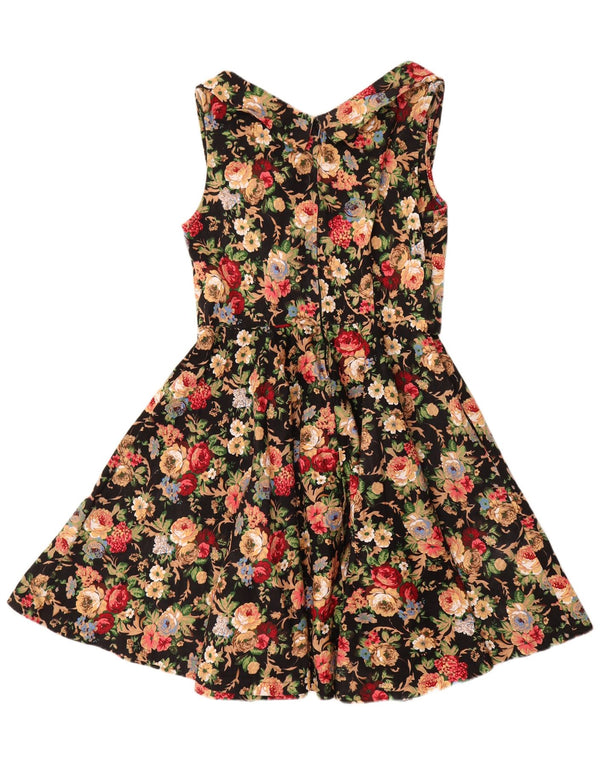 Lindy Bop Vestido sin mangas para mujer UK 40 XL Algodón floral negro