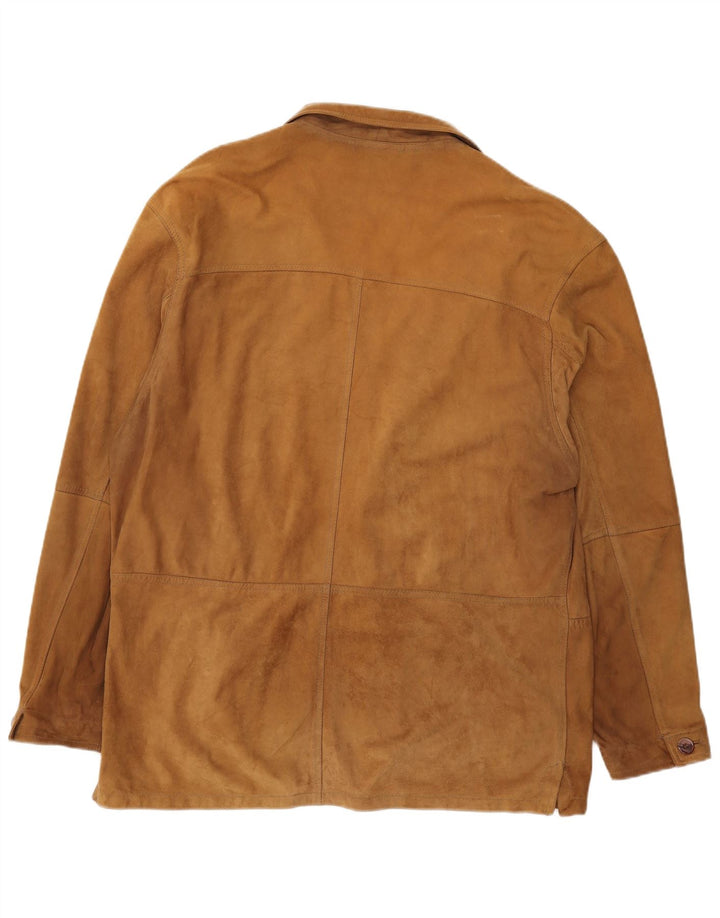 VINTAGE Chaqueta Blazer de ante de 2 botones para hombre Reino Unido 42 XL Cuero marrón