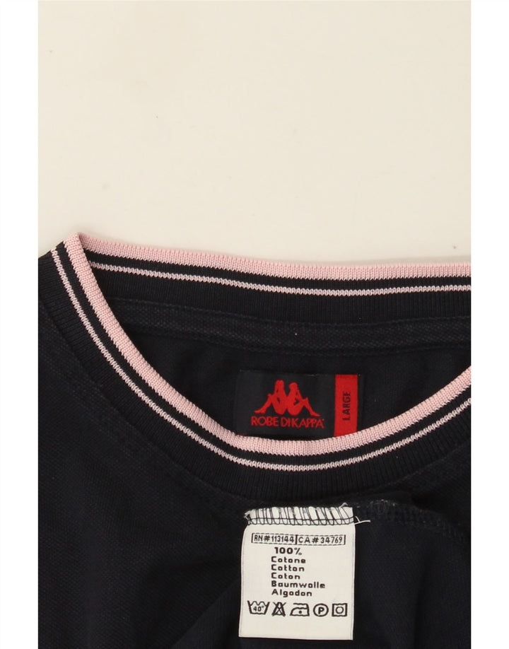 Kappa Hombre Camiseta Top Grande Azul Marino Algodón