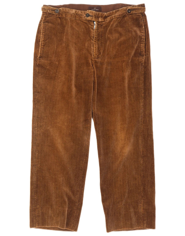 Zara Pantalón recto de pana para hombre EU 44 Large W34 L27 Algodón marrón