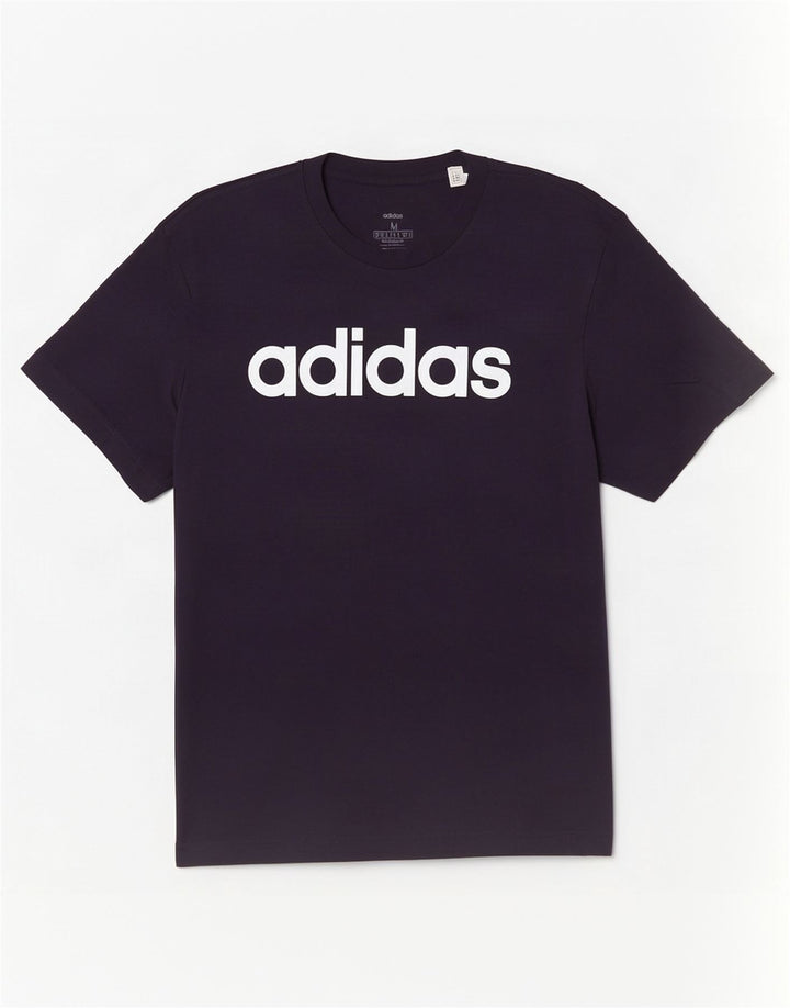 Adidas Hombre Camiseta Gráfica Top Medio Azul Marino Algodón