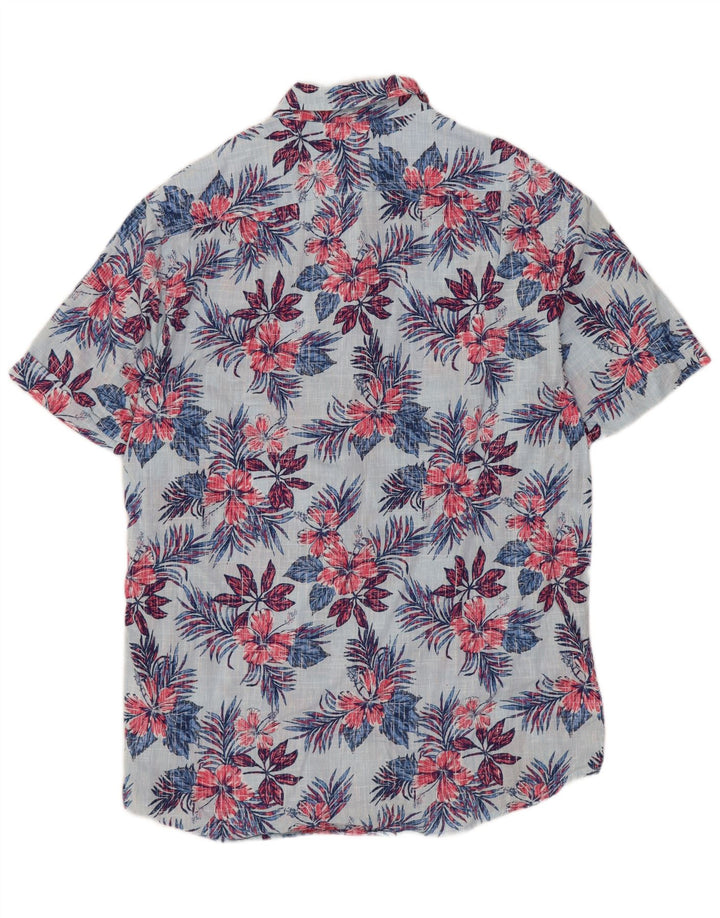 Izod Hombre Camisa De Manga Corta De Agua Salada De Algodón Floral Azul Medio