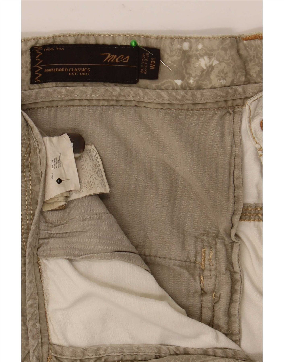 Bermudas Marlboro Classics para hombre W31 Algodón beige medio
