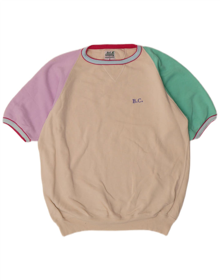 Best Company Sudadera con Estampado De Manga Corta para Hombre Jersey Grande De Algodón Beige