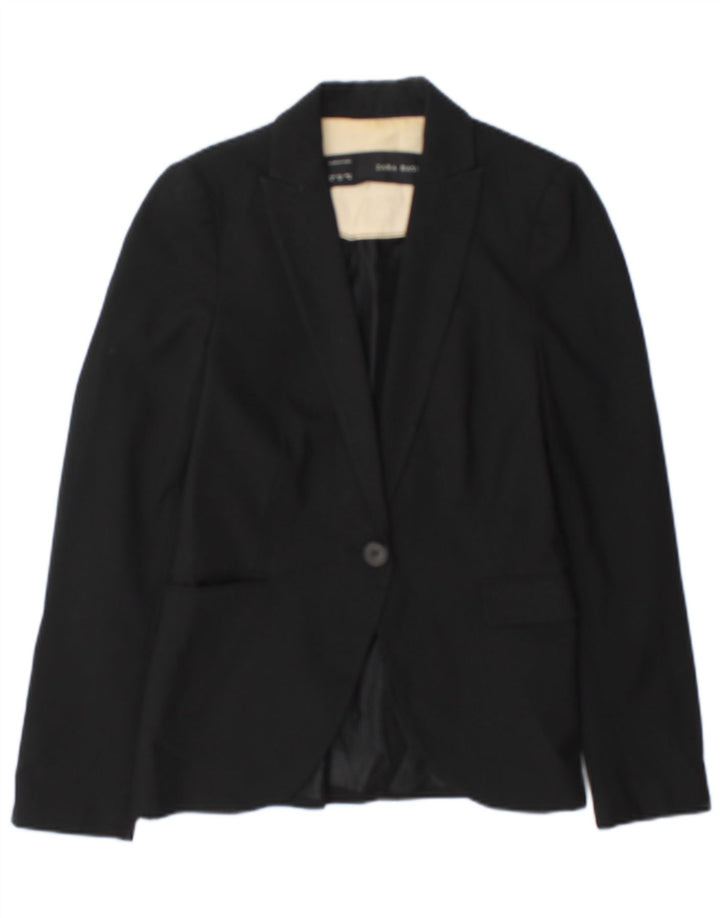Zara Mujer Chaqueta Blazer De 1 Botón EU 34 2XS Acetato Negro