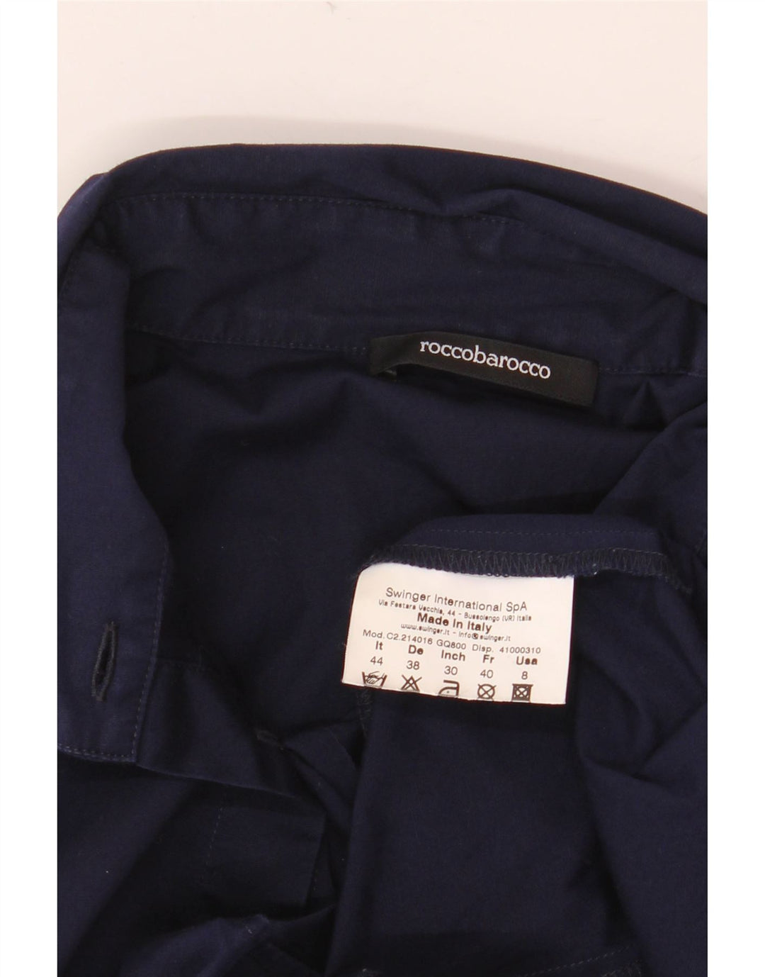 Roccobarocco Blusa camisera gráfica para mujer IT 44 Algodón azul marino mediano