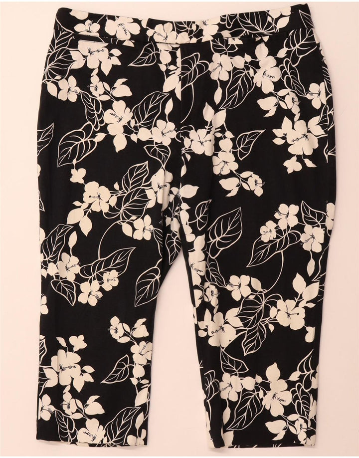 CHAPS Pantalones capri rectos para mujer US 16 2XL W38 L20 Algodón floral negro