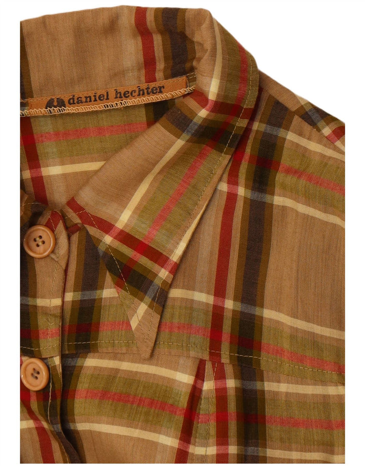 Daniel Hechter Blusa larga para mujer UK 10 Small Brown Check