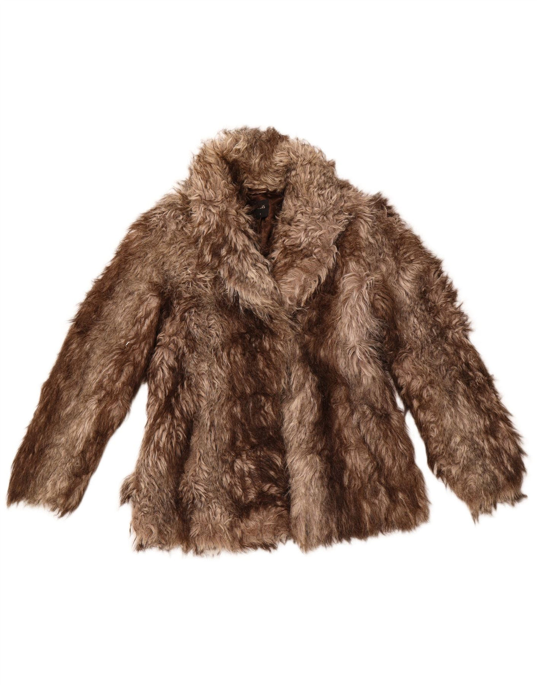 OASIS Chaqueta de piel sintética para mujer UK 10 Small Marrón Acrílico a rayas