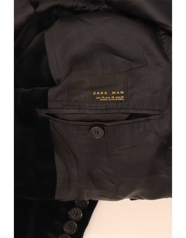Zara Chaqueta Blazer De Terciopelo De 2 Botones para Hombre EU 50 Mediano Negro Algodón