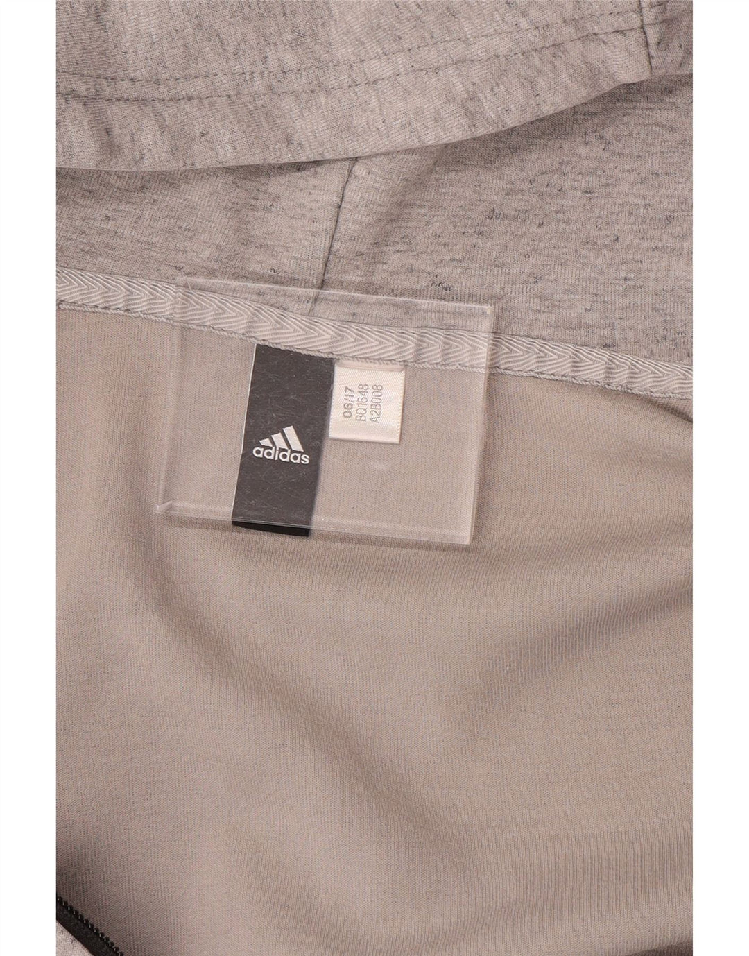 ADIDAS Sudadera con capucha y cremallera para hombre, talla grande, gris moteado