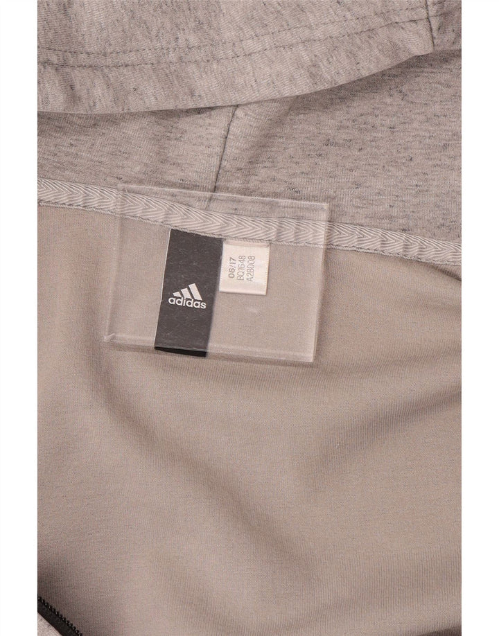 ADIDAS Sudadera con capucha y cremallera para hombre, talla grande, gris moteado