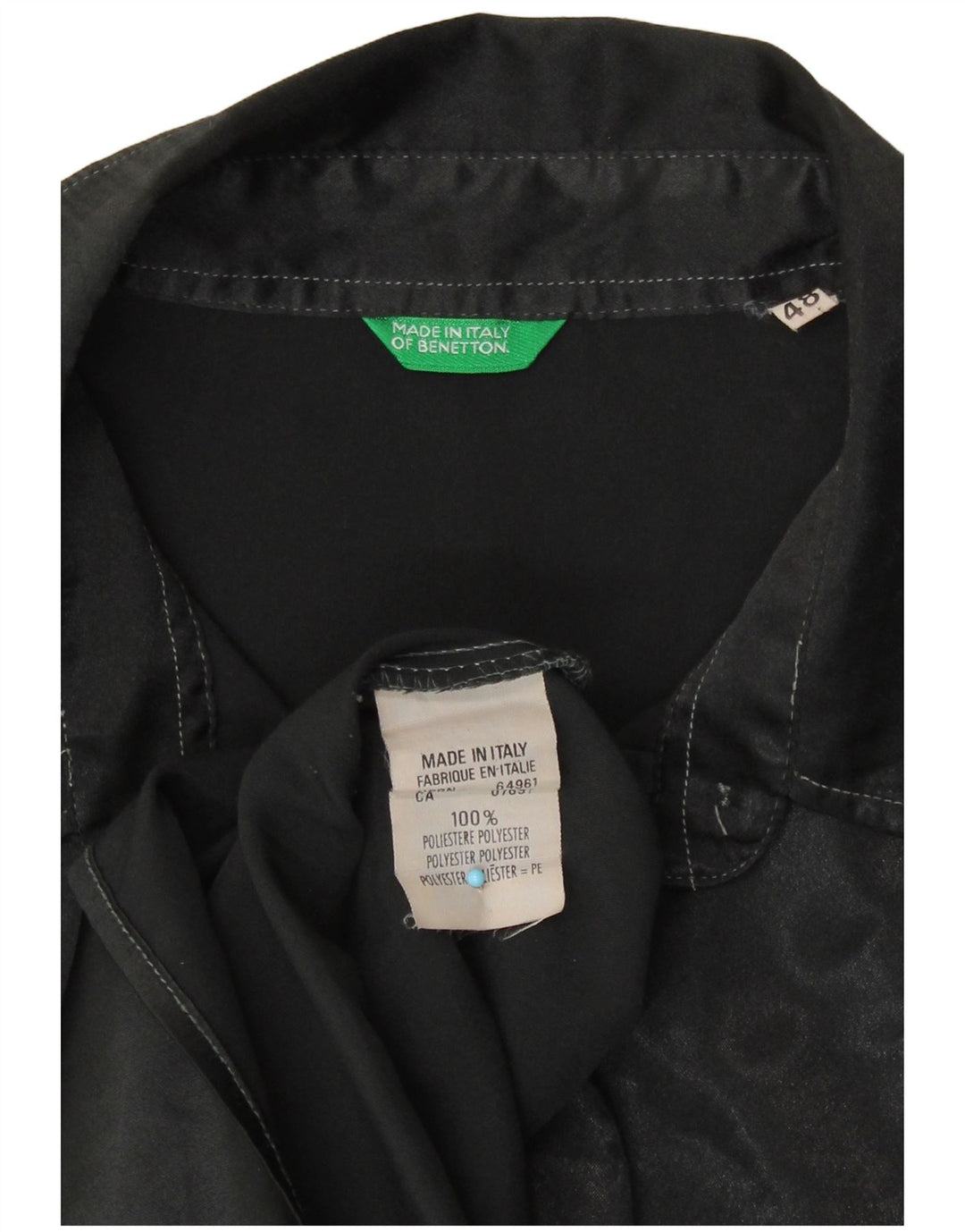 Camisa Benetton Mujer IT 48 XL Negro Estampado Animal Poliéster