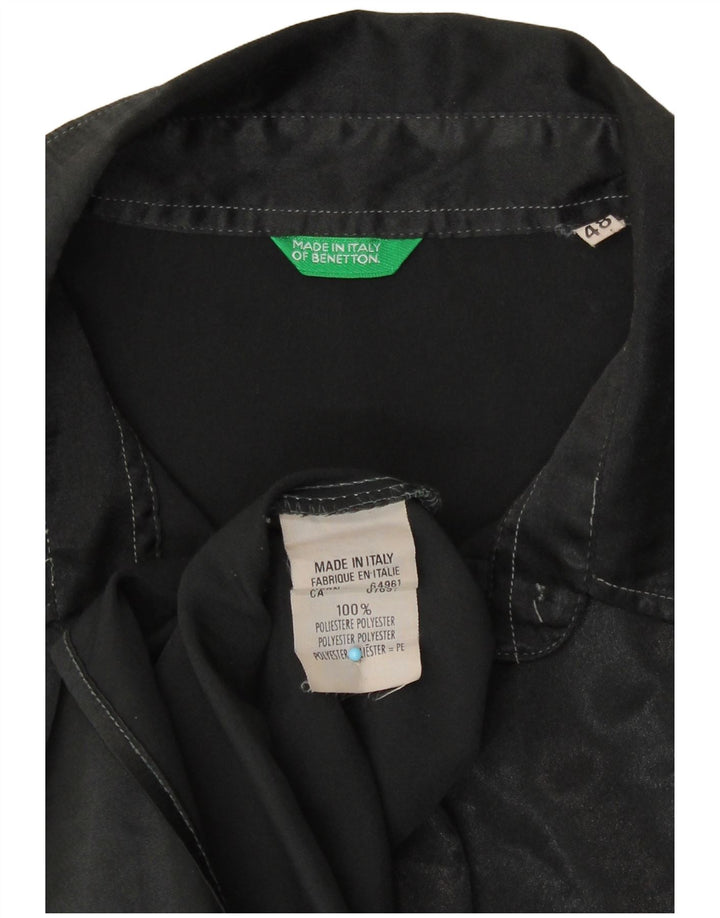 Camisa Benetton Mujer IT 48 XL Negro Estampado Animal Poliéster