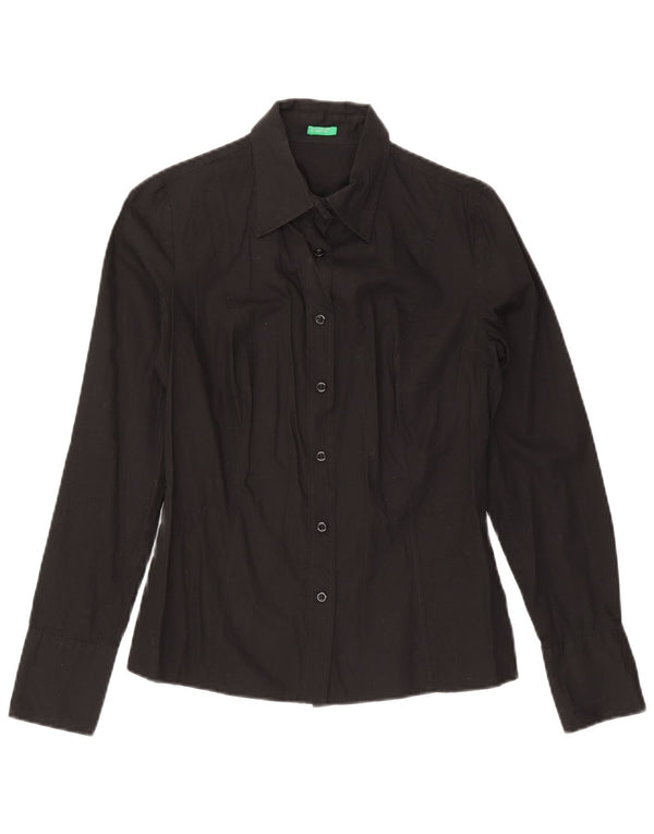 Camisa Benetton Mujer ES 42 Mediano Negro Algodón