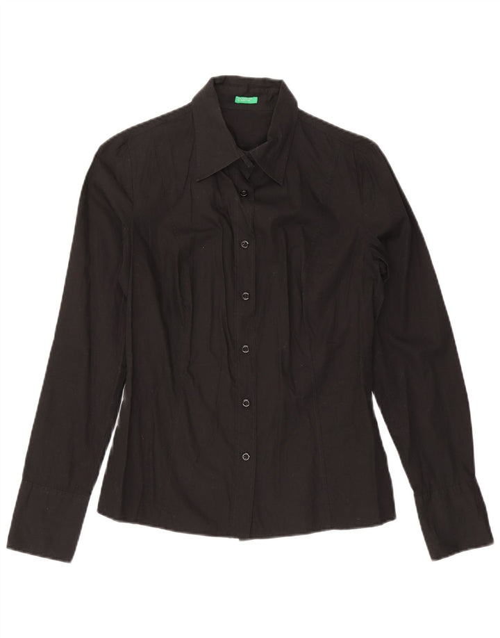Camisa Benetton Mujer ES 42 Mediano Negro Algodón
