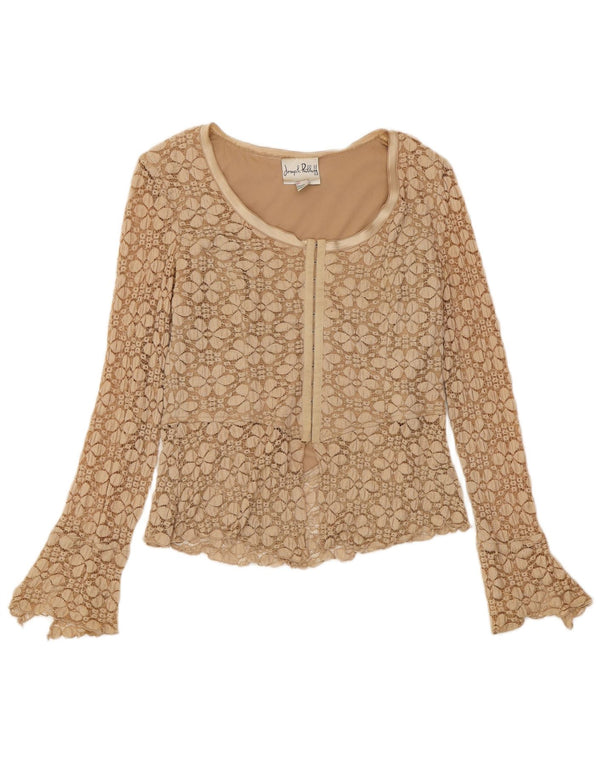 JOSEPH RIBKOFF Blusa camisera de encaje para mujer UK 44 Rayón floral beige grande