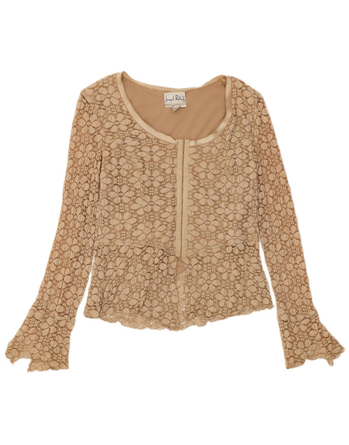 JOSEPH RIBKOFF Blusa camisera de encaje para mujer UK 44 Rayón floral beige grande