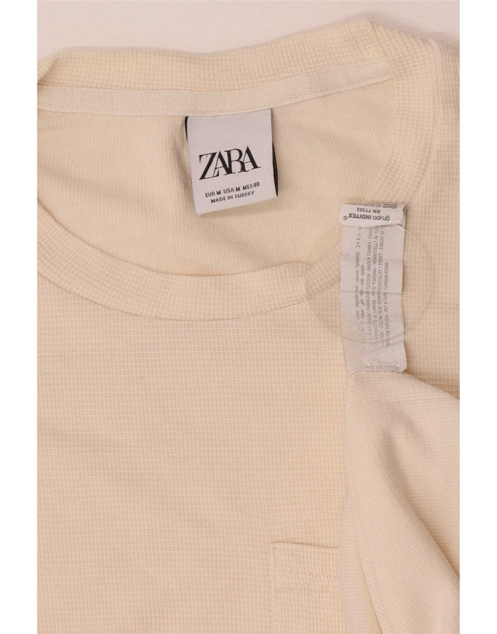 Zara Hombre Top Manga Larga Medio Off White Algodón