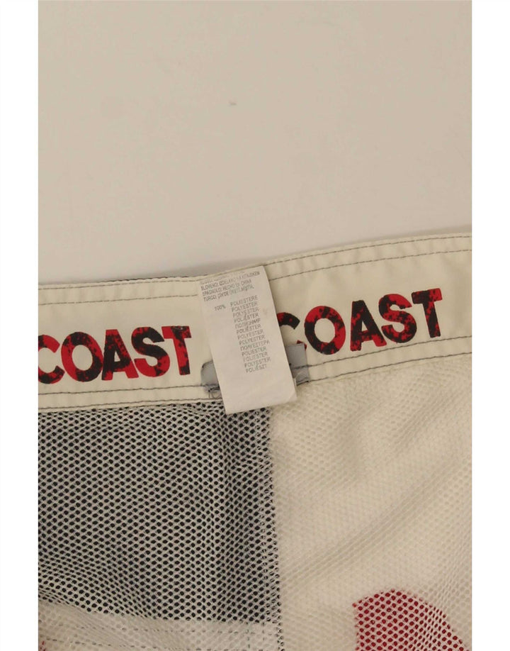 Bañador con estampado vintage para hombre, poliéster blanco medio con bloques de color