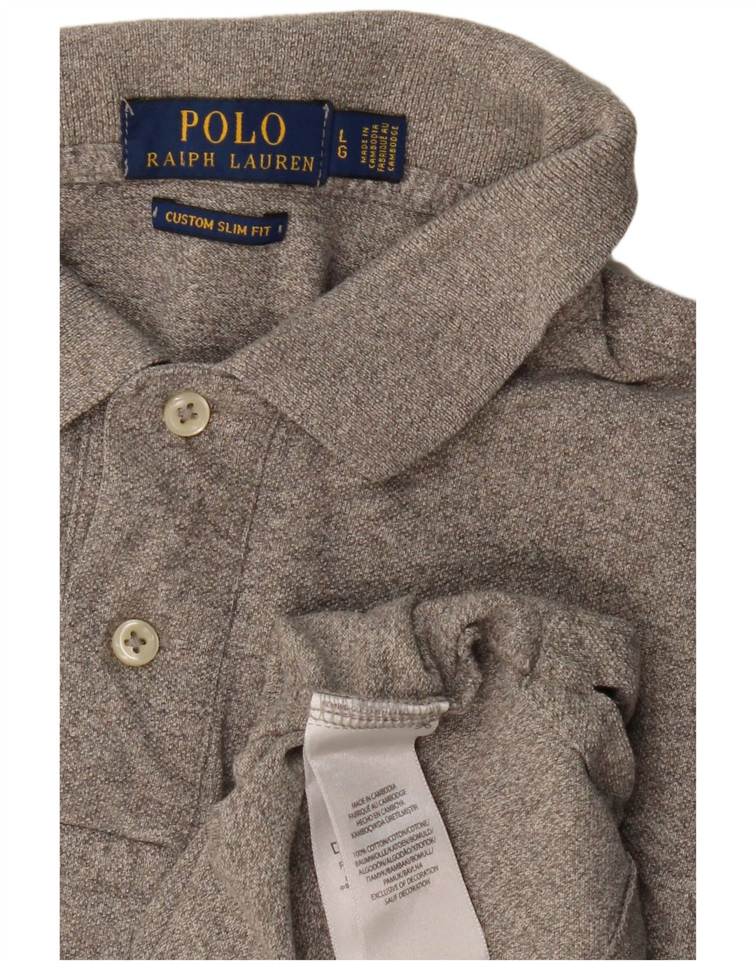 POLO RALPH LAUREN Polo ajustado personalizado para hombre Algodón gris grande