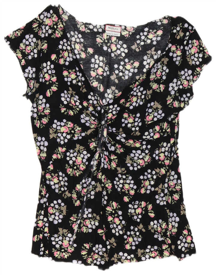 Max & Co. Blusa para mujer Top UK 10 Small Black Floral