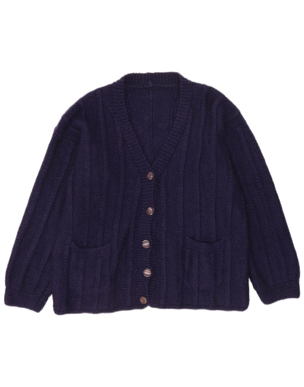 Vintage mujer Cardigan suéter Reino Unido 16 grande azul marino
