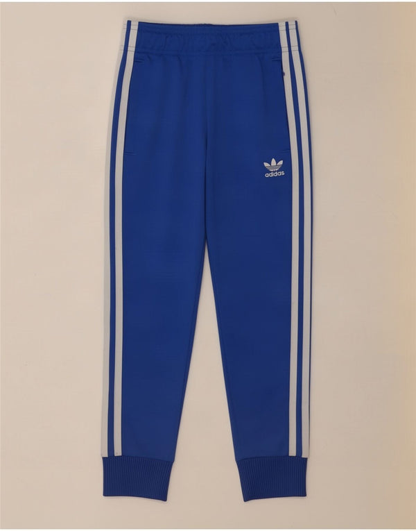 Adidas Girls Tracksuit Trousers Joggers 6-7 Years Blue Polyester